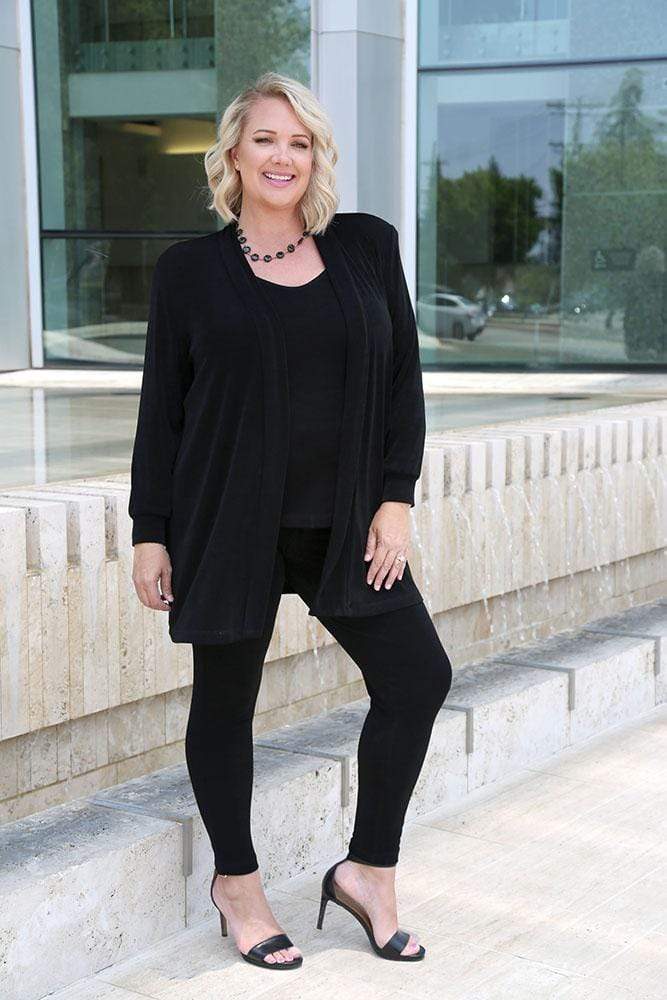 Vikki Vi Classic Black Long Kimono Jacket - Image 3