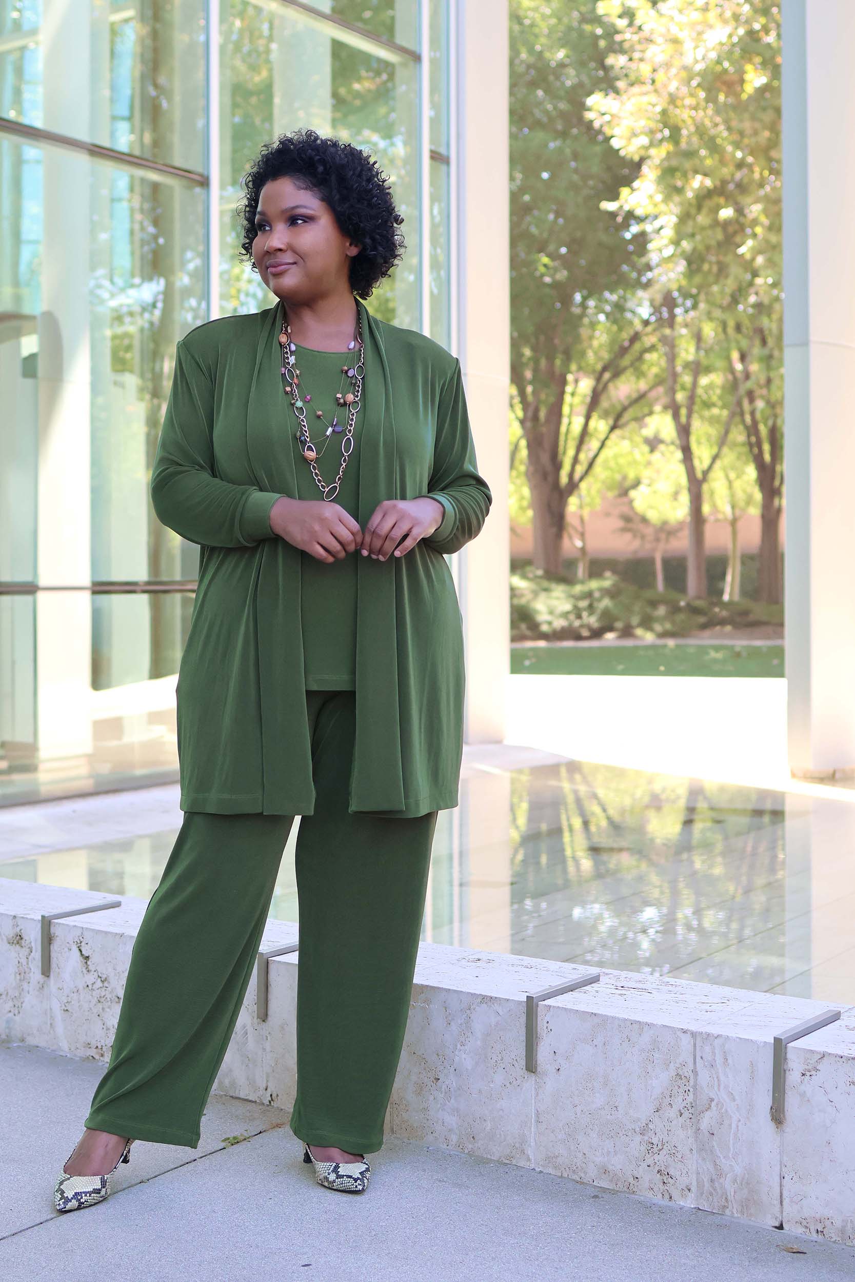 Vikki Vi Classic Olive Pull on Pant - Image 7
