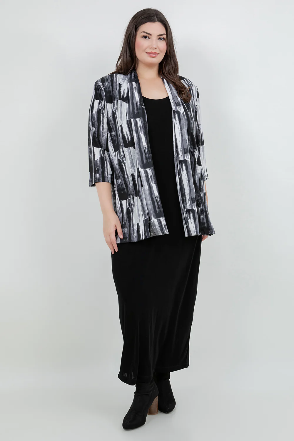 Vikki Vi Jersey Brushstroke 3/4 Sleeve Kimono Jacket - Image 3